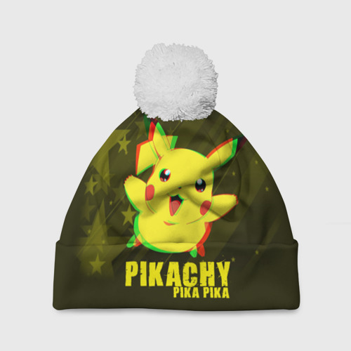 Шапка 3D c помпоном Pikachu Pika Pika, цвет 3D печать