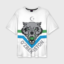 Узбекистан - агрессивный волк – Женская футболка oversize 3D с принтом купить со скидкой в -50%