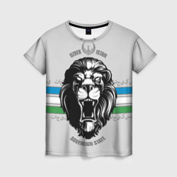 Женская футболка 3D Узбекистан суровый лев