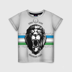 Детская футболка 3D Узбекистан суровый лев