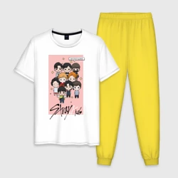 Мужская пижама с белой футболкой хлопок Stray Kids