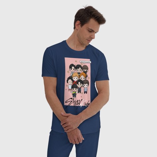 Мужская пижама хлопок Stray Kids, цвет темно-синий - фото 3