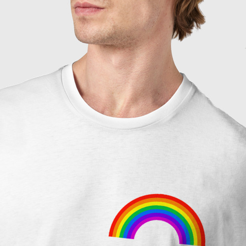 Мужская футболка хлопок Радуга, цвет белый - фото 6