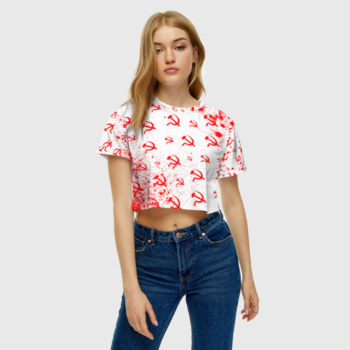 Женская футболка Crop-top 3D USSR / СССР, цвет 3D печать - фото 4