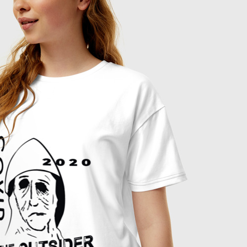 Женская футболка хлопок Oversize с принтом The outsider - covid 2020, фото на моделе #1