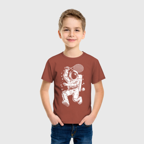 Детская футболка хлопок Space tennis, цвет кирпичный - фото 3