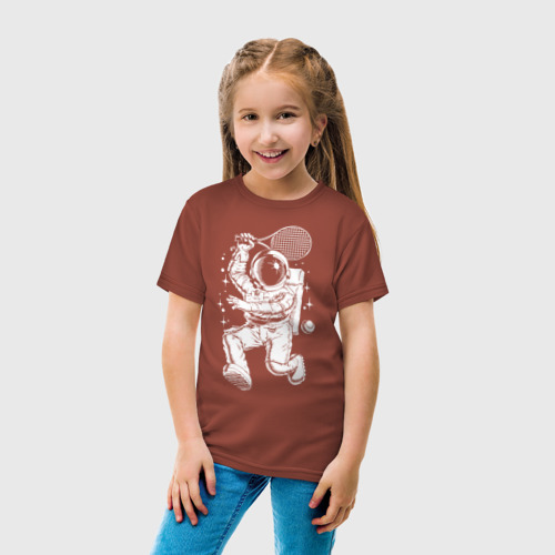 Детская футболка хлопок Space tennis, цвет кирпичный - фото 5