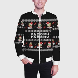 Мужской бомбер 3D Merry christmas padoru meme - фото 2