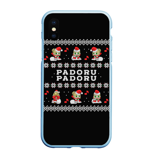 Чехол для iPhone XS Max матовый Merry christmas padoru, цвет голубой