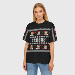 Женская футболка oversize 3D Merry christmas padoru - фото 2