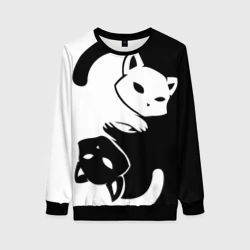 Женский свитшот 3D Инь и Янь котики