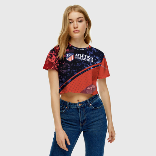 Женская футболка Crop-top 3D ATLETICO MADRID / Атлетико, цвет 3D печать - фото 3