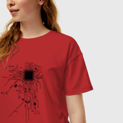 Женская футболка хлопок Oversize Сердце чип - фото 2