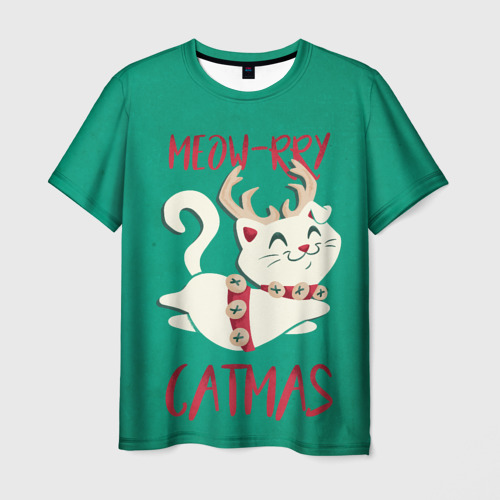 Мужская футболка 3D Meow-rry Catmas, цвет 3D печать