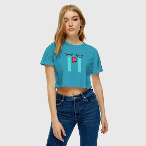 Женская футболка Crop-top 3D Смайлы., цвет 3D печать - фото 4