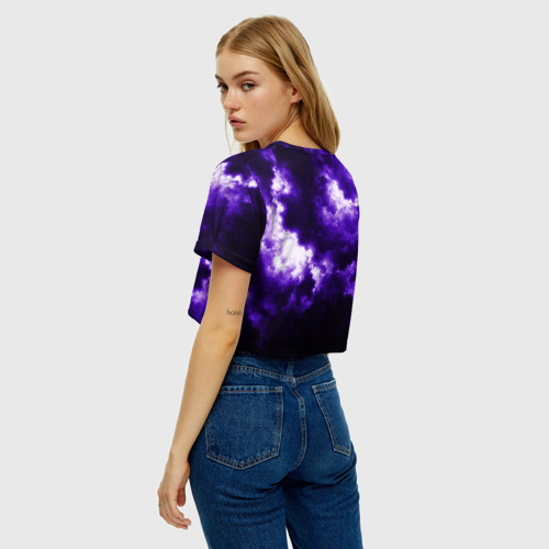Женская футболка Crop-top 3D Purple Clouds, цвет 3D печать - фото 5