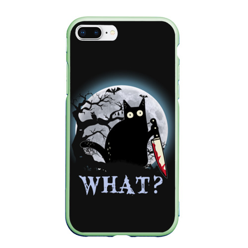 Чехол для iPhone 7Plus/8 Plus матовый с принтом What Cat (Halloween), вид спереди #2