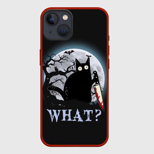 Чехол для iPhone 13 What Cat (Halloween), цвет красный