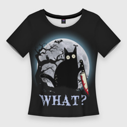Женская футболка 3D Slim What Cat Halloween