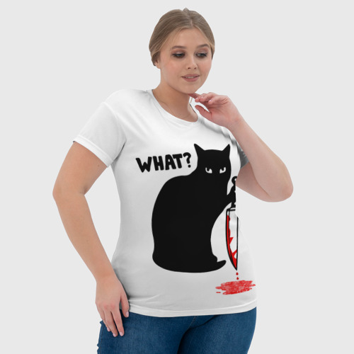 Женская футболка 3D с принтом What Cat, фото #4