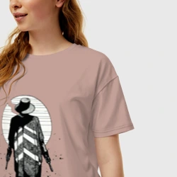 Женская футболка хлопок Oversize Ковбой - фото 2