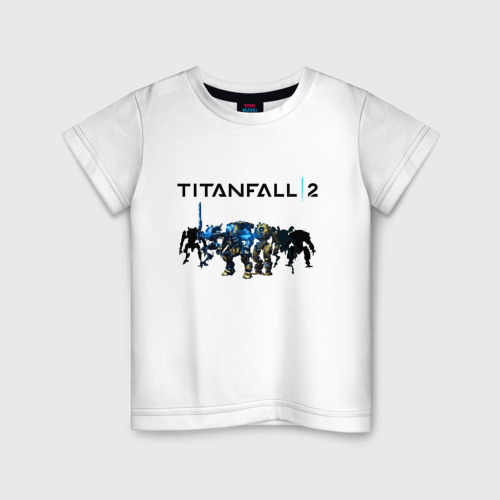 Детская футболка из хлопка с принтом Titanfall 2, вид спереди №1