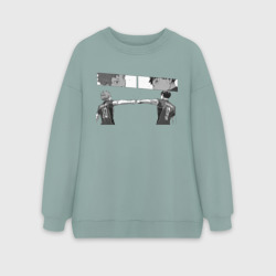 Женский свитшот oversize без начеса хлопок Хината и Кагеяма