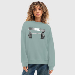 Женский свитшот oversize без начеса хлопок Хината и Кагеяма - фото 2