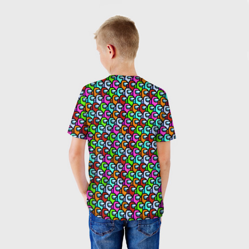 Детская футболка 3D с принтом AMONG US, вид сзади #2