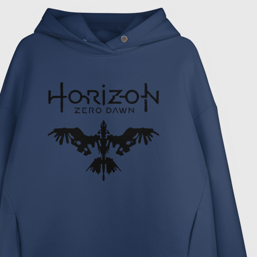Женское худи Oversize хлопок Horizon Zero Dawn, цвет темно-синий - фото 3