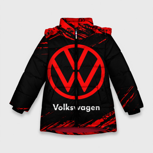 Зимняя куртка для девочек 3D Volkswagen Фольксваген, цвет красный