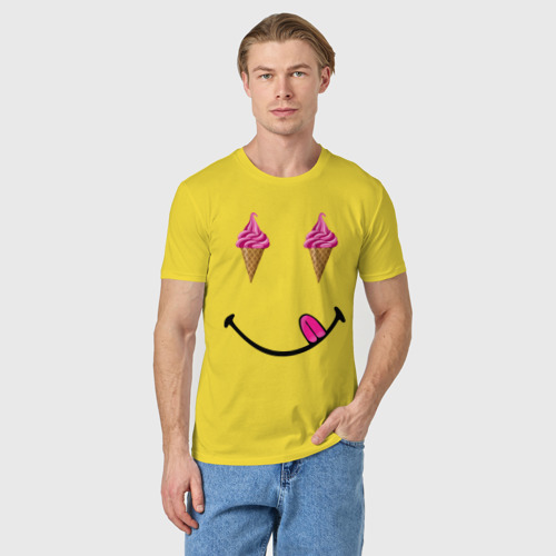 Мужская футболка хлопок Мороженое., цвет желтый - фото 3