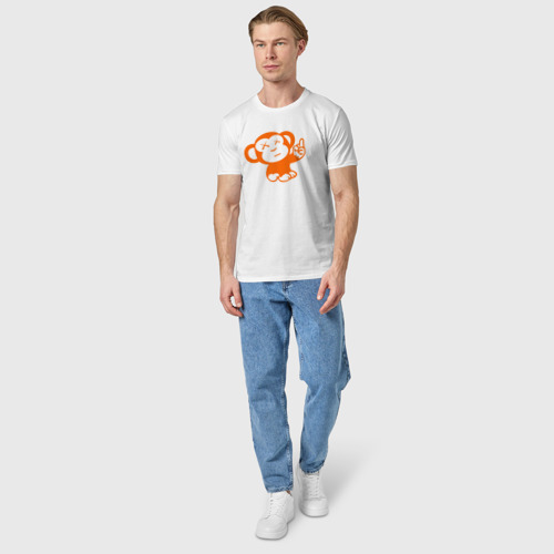 Мужская футболка хлопок Обезьяна показывает f*ck, цвет белый - фото 5