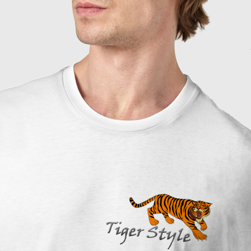 Мужская футболка хлопок Tiger Style, цвет белый - фото 6