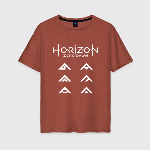 Женская футболка хлопок Oversize Horizon Zero Dawn, цвет кирпичный