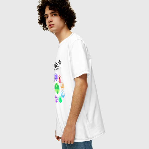 Мужская футболка хлопок Oversize с принтом HORIZON ZERO DAWN, вид сбоку #3