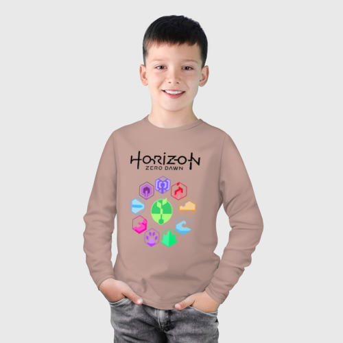 Детский лонгслив хлопок с принтом HORIZON ZERO DAWN, фото на моделе #1
