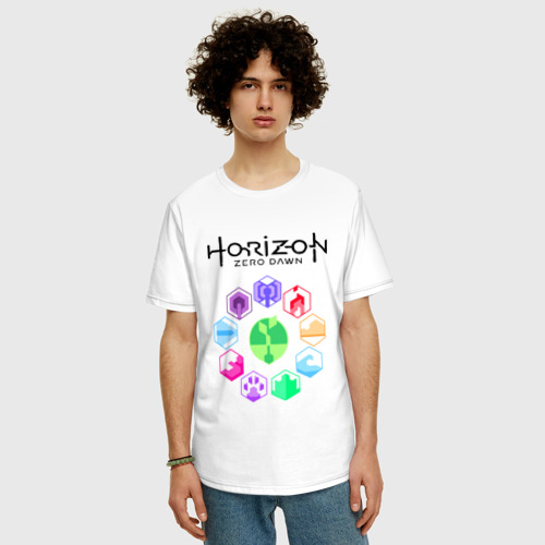 Мужская футболка хлопок Oversize с принтом HORIZON ZERO DAWN, фото на моделе #1
