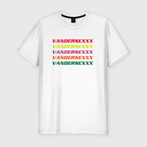 Мужская приталенная футболка из хлопка с принтом Vandersexxx, вид спереди №1