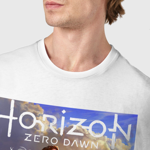 Мужская футболка хлопок HORIZON ZERO DAWN, цвет белый - фото 6