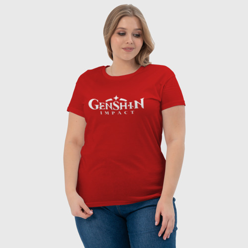 Светящаяся женская футболка Genshin Impact, цвет красный - фото 6