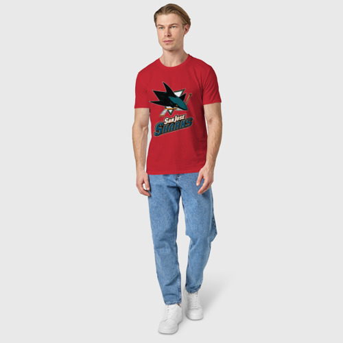 Мужская футболка хлопок Сан-Хосе Шаркс, цвет красный - фото 5