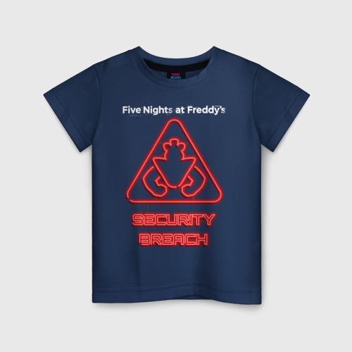 Детская футболка из хлопка с принтом FNAF Security Breach, вид спереди №1
