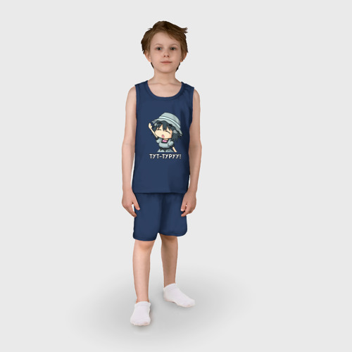 Детская пижама с шортами хлопок Маюри, цвет темно-синий - фото 3