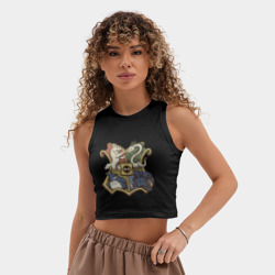 Женская укороченная майка-топ хлопок Герб Хаяо Миядзаки - фото 2