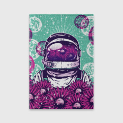 Обложка для паспорта матовая кожа Цветочный Астронавт