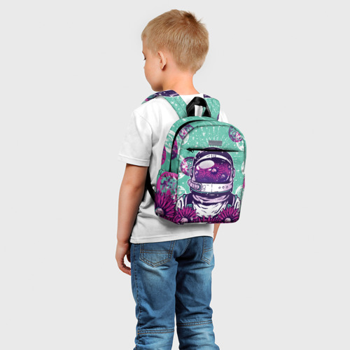 Детский рюкзак 3D с принтом Цветочный Астронавт, фото на моделе #1