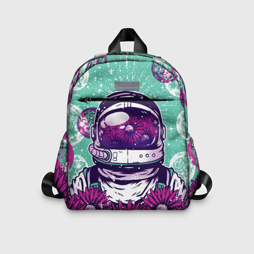 Детский рюкзак 3D с принтом Цветочный Астронавт, вид спереди #2