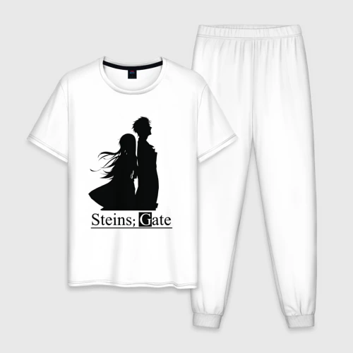 Мужская пижама с белой футболкой хлопок Steins Gate