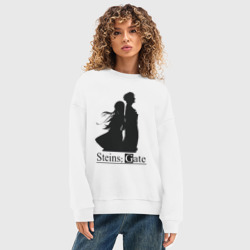 Женский свитшот oversize без начеса хлопок Steins Gate - фото 2